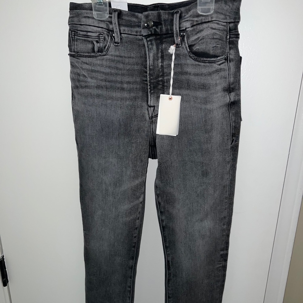 Good American high rise straight grey denim